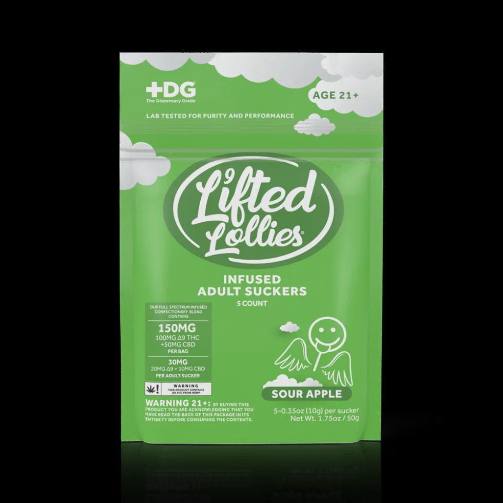 LIFTED LOLLIES 30MG DELTA-9 THC LOLLY-POP- SINGLE / SOUR APPLE-SINGLE